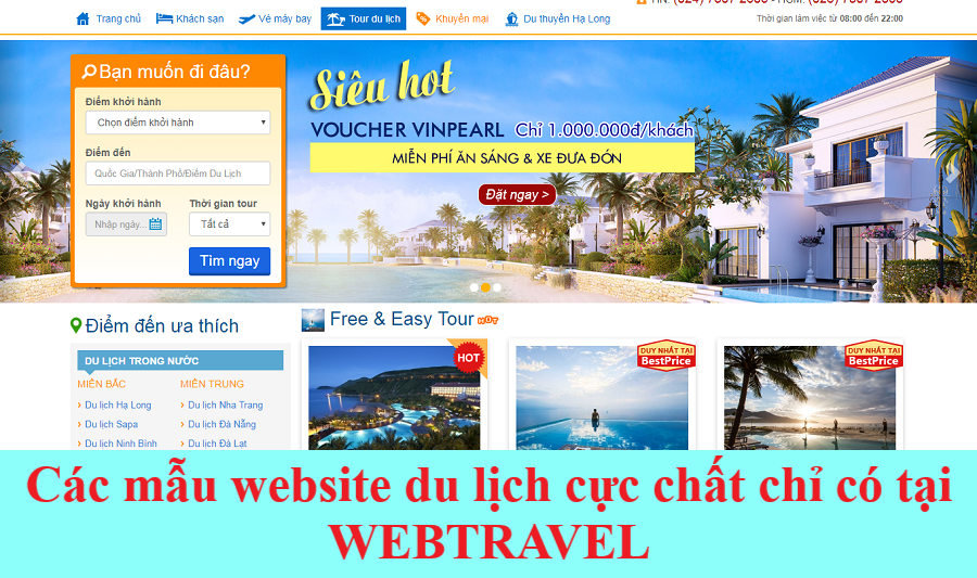 Các mẫu web du lịch đẹp chỉ có tại WEBTRAVEL