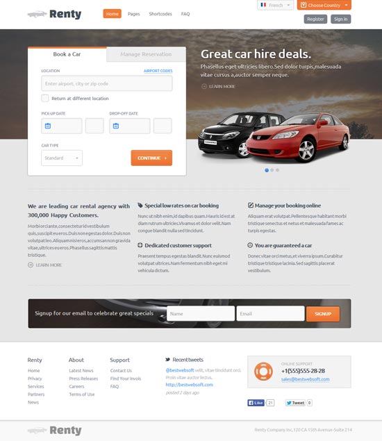 Tại WEBTRAVEL, quý vị sẽ được lựa chọn nhiều mẫu web cho thuê xe khác nhau